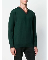 dunkelgrüner Pullover mit einem V-Ausschnitt von Etro