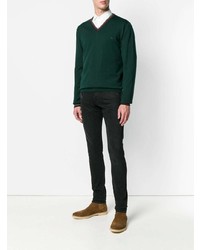 dunkelgrüner Pullover mit einem V-Ausschnitt von Etro