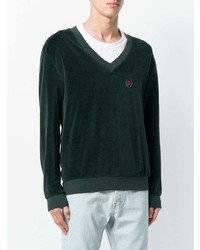 dunkelgrüner Pullover mit einem V-Ausschnitt von Yeezy