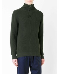 dunkelgrüner Pullover mit einem zugeknöpften Kragen von Kent & Curwen