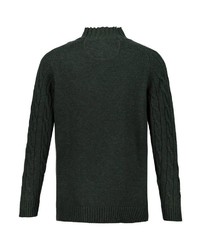 dunkelgrüner Pullover mit einem zugeknöpften Kragen von JP1880