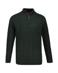 dunkelgrüner Pullover mit einem zugeknöpften Kragen von JP1880