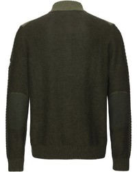 dunkelgrüner Pullover mit einem zugeknöpften Kragen von LUIS STEINDL