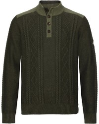 dunkelgrüner Pullover mit einem zugeknöpften Kragen von LUIS STEINDL