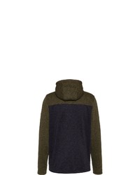 dunkelgrüner Strick Fleece-Pullover mit einem Kapuze von OCK