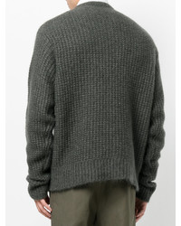 dunkelgrüner Strick Mohair Pullover mit einem Rundhalsausschnitt von Stella McCartney