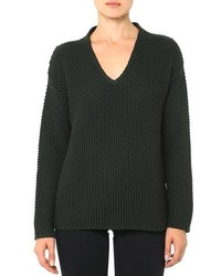 dunkelgrüner Strick Oversize Pullover