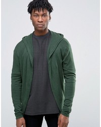 dunkelgrüner Strick Pullover mit einem Kapuze
