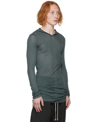 dunkelgrüner Strick Pullover mit einem Kapuze von Rick Owens