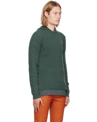 dunkelgrüner Strick Pullover mit einem Kapuze von Rick Owens