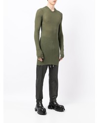 dunkelgrüner Strick Pullover mit einem Kapuze von Rick Owens