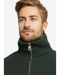 dunkelgrüner Strick Pullover mit einem Reißverschluß von khujo