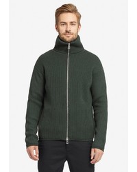 dunkelgrüner Strick Pullover mit einem Reißverschluß von khujo