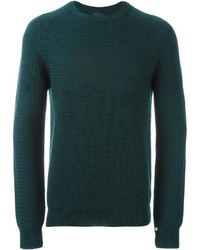 dunkelgrüner Strick Pullover mit einem Rundhalsausschnitt