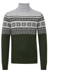 dunkelgrüner Strick Rollkragenpullover von BLEND