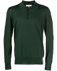 dunkelgrüner verzierter Polo Pullover