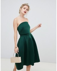 dunkelgrünes ausgestelltes Kleid von ASOS DESIGN