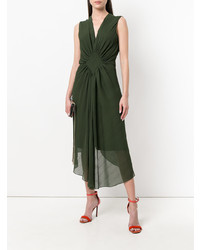 dunkelgrünes ausgestelltes Kleid von Paule Ka