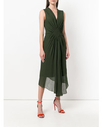 dunkelgrünes ausgestelltes Kleid von Paule Ka