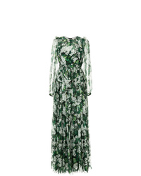 dunkelgrünes Ballkleid mit Blumenmuster von Dolce & Gabbana