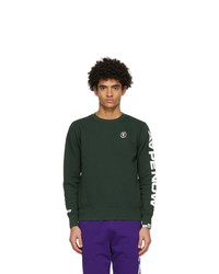 dunkelgrünes bedrucktes Fleece-Sweatshirt