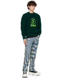 dunkelgrünes bedrucktes Fleece-Sweatshirt von Stella McCartney
