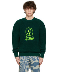 dunkelgrünes bedrucktes Fleece-Sweatshirt von Stella McCartney