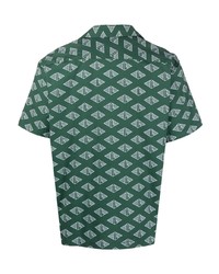 dunkelgrünes bedrucktes Kurzarmhemd von Lacoste