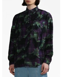 dunkelgrünes bedrucktes Langarmhemd von Needles