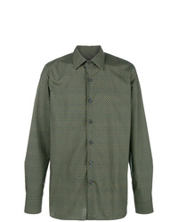 dunkelgrünes bedrucktes Langarmhemd von Prada