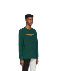 dunkelgrünes bedrucktes Langarmshirt von Alexander Wang