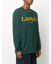 dunkelgrünes bedrucktes Langarmshirt von Lanvin