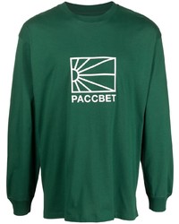 dunkelgrünes bedrucktes Langarmshirt von PACCBET