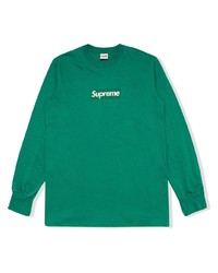 dunkelgrünes bedrucktes Langarmshirt von Supreme