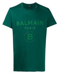 dunkelgrünes bedrucktes Polohemd von Balmain