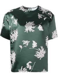 dunkelgrünes bedrucktes Seide T-shirt von Rochas