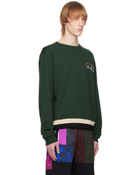 dunkelgrünes bedrucktes Sweatshirt von Dries Van Noten