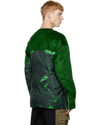 dunkelgrünes bedrucktes Sweatshirt von Feng Chen Wang