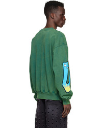 dunkelgrünes bedrucktes Sweatshirt von We11done