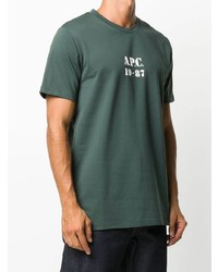 dunkelgrünes bedrucktes T-Shirt mit einem Rundhalsausschnitt von A.P.C.