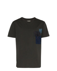 dunkelgrünes bedrucktes T-Shirt mit einem Rundhalsausschnitt von 78 Stitches