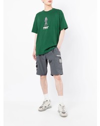 dunkelgrünes bedrucktes T-Shirt mit einem Rundhalsausschnitt von AAPE BY A BATHING APE