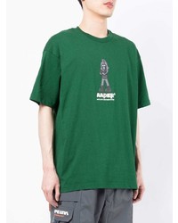 dunkelgrünes bedrucktes T-Shirt mit einem Rundhalsausschnitt von AAPE BY A BATHING APE