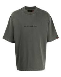 dunkelgrünes bedrucktes T-Shirt mit einem Rundhalsausschnitt von AAPE BY A BATHING APE