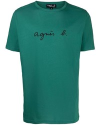 dunkelgrünes bedrucktes T-Shirt mit einem Rundhalsausschnitt von agnès b.