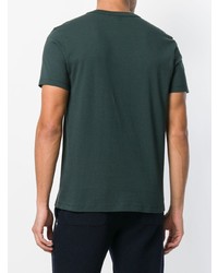 dunkelgrünes bedrucktes T-Shirt mit einem Rundhalsausschnitt von AMI Alexandre Mattiussi