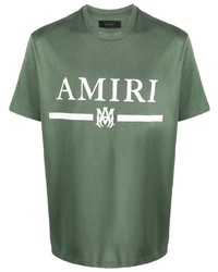 dunkelgrünes bedrucktes T-Shirt mit einem Rundhalsausschnitt von Amiri