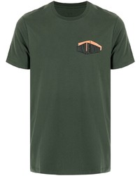 dunkelgrünes bedrucktes T-Shirt mit einem Rundhalsausschnitt von Armani Exchange