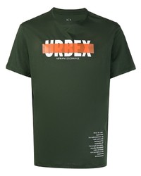 dunkelgrünes bedrucktes T-Shirt mit einem Rundhalsausschnitt von Armani Exchange