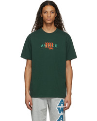 dunkelgrünes bedrucktes T-Shirt mit einem Rundhalsausschnitt von Awake NY